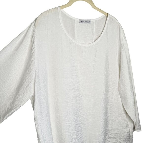 Cut Loose White Crinkle Long Sleeve Blouse, XL - Picture 4 of 9